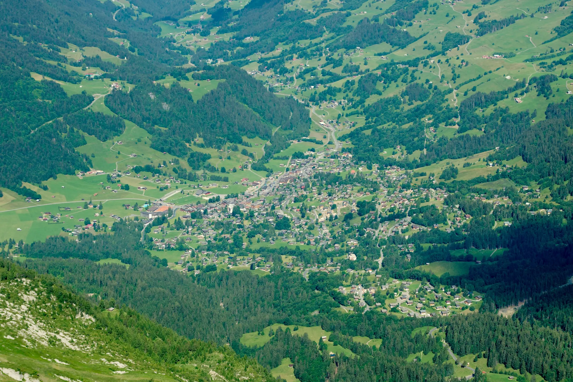 Les Diablerets valley seen from the cable car